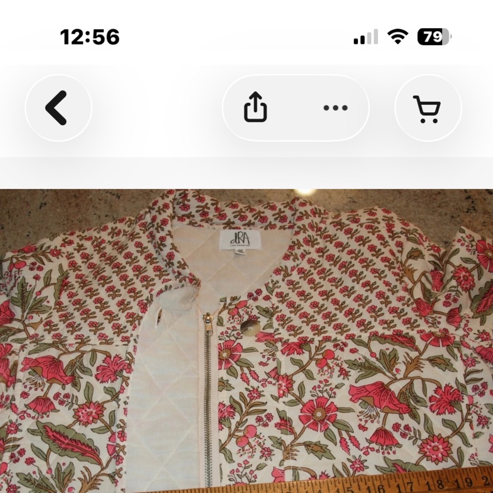 Think FALL! Anthropologie dRA LA Quilted Floral Zip Jacket Pink Green Medium - Picture 7 of 12